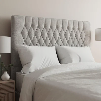 Dunelm Chenille Chesterfield Headboard Grey