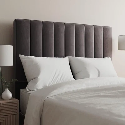 Dunelm Velvet Vertical Stripe Headboard Grey