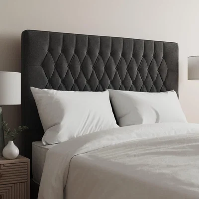 Dunelm Tweed Chesterfield Headboard Grey
