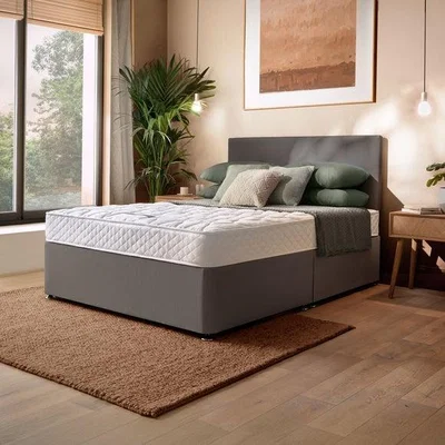 Dunelm Silentnight Everyday Mattress, Paris Woven Headboard and Divan Set