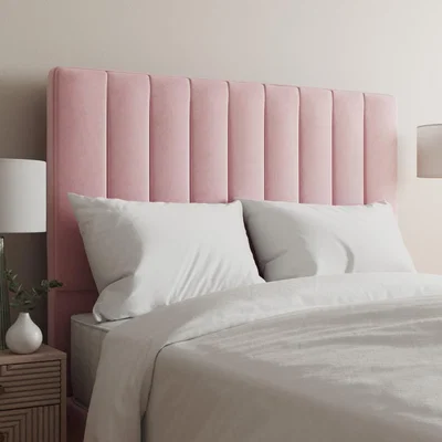 Dunelm Velvet Vertical Stripe Headboard Blush