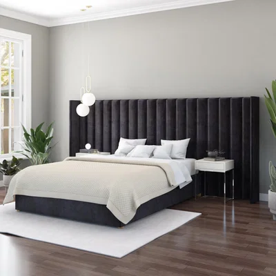 Dunelm Grandeur Plush Velvet Headboard Ebony Velvet
