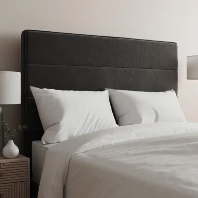 Dunelm Velvet Horizontal Stripe Headboard Black