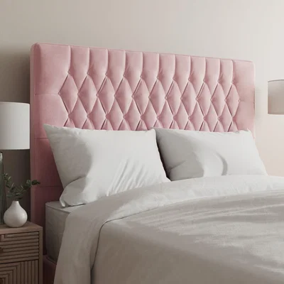 Dunelm Velvet Chesterfield Headboard Blush