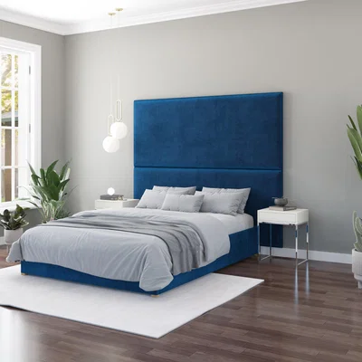 Dunelm Hanging Wall Panel Dual Mount Plush Velvet Headboard Navy Velvet