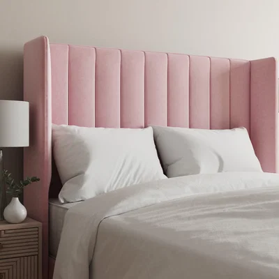 Dunelm Velvet Wing Stripe Headboard Blush