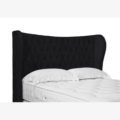 Furniture Village Camber High Floor Standing Headboard - King Size - Plush Ebony