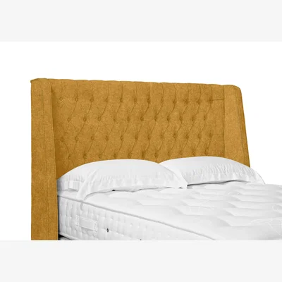 Furniture Village Belgrave High Floor Standing Headboard - Double - Tweed Mustard