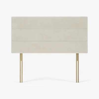 Furniture123 Cream Textured Velvet Horizontal Stitch King Sized Headboard - Maddison