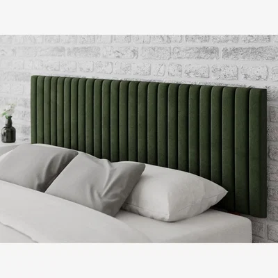 Furniture123 Striped Green Velvet Super King Size Headboard - Aspire