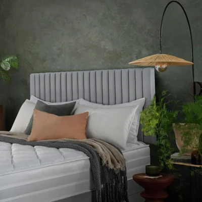 Habitat Silentnight Dusk Fabric Superking Headboard - Light Grey
