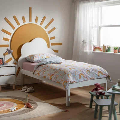 Habitat Habitat Cloud Single Bed Frame With Headboard - White