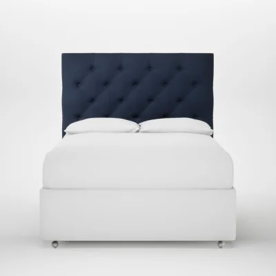 Heal's Heal's Balmoral Headboard Lift Storage Double Smart Cotton Linen Indigo
