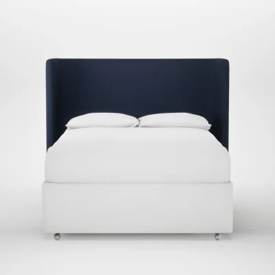 Heal's Heal's Monroe Headboard Double Smart Cotton Linen Indigo