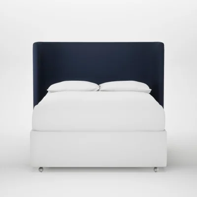 Heal's Heal's Monroe Headboard Lift Storage Double Smart Cotton Linen Indigo