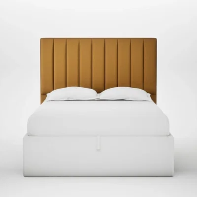 Heal's Heal's Retta Headboard Lift Storage Double Smart Cotton Linen Sahara