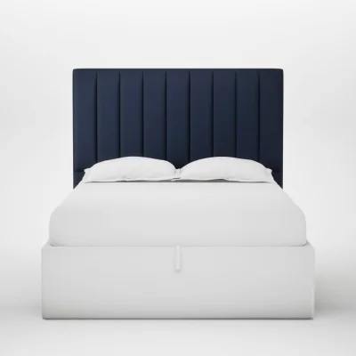 Heal's Heal's Retta Headboard Lift Storage Double Smart Cotton Linen Indigo