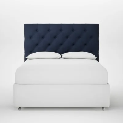 Heal's Heal's Balmoral Headboard Lift Storage King Smart Cotton Linen Indigo