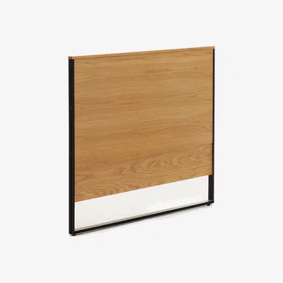 Kave Home Taiana oak wood veneer headboard with steel legs in a painted black finish, 90 cm