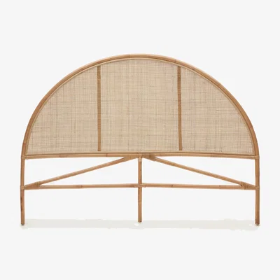 Kave Home Quiterie round rattan headboard with a natural finish, 150/160 cm