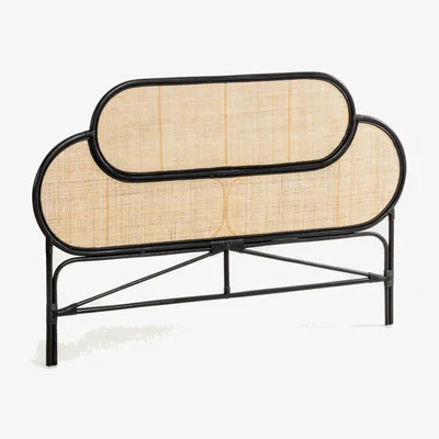 Kave Home Lalita rattan headboard with a black finish, for 160 cm beds