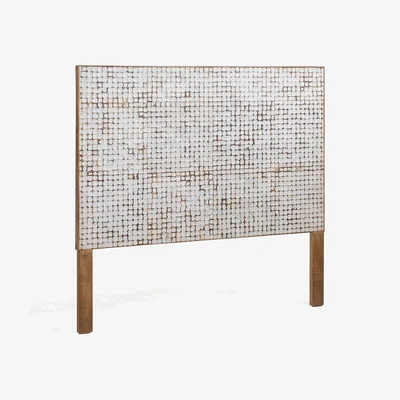 Kave Home Kron headboard with solid mango wood legs and coconut shells, for 160 cm beds