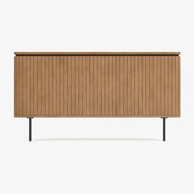 Kave Home Licia solid mango wood and metal headboard with a black finish, for 180 cm beds