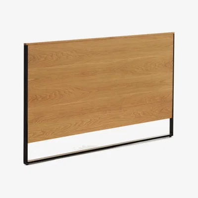 Kave Home Taiana oak wood veneer headboard with steel legs in a painted black finish, 160 cm