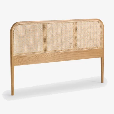 La Redoute Madara Solid Oak, Oak Veneer and Rattan Cane Headboard