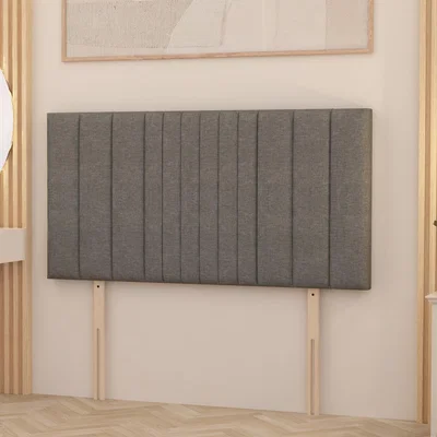 The Range Arizona Linen Fabric 32" Floor Standing Upholstered Headboard - Silver / Small Double
