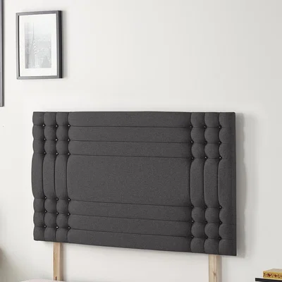 The Range Saville Plush Velvet 32" Floor Standing Upholstered Headboard - Black / Double