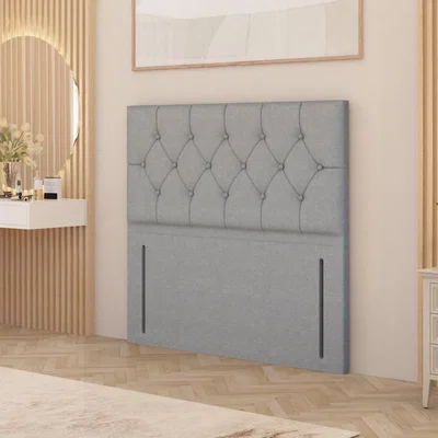 The Range Chesterfield Linen Fabric 54" Floor Standing Upholstered Headboard - Sage / Small Single