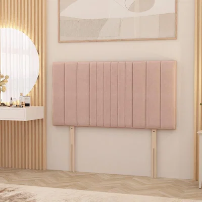 The Range Arizona Plush Velvet 32" Floor Standing Upholstered Headboard - Pink / Small Double