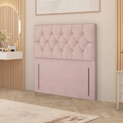 The Range Chesterfield Plush Velvet 54" Floor Standing Upholstered Headboard - Pink / Small Double