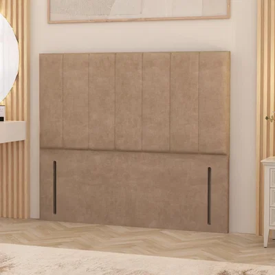 The Range Austin Plush Velvet 54" Floor Standing Upholstered Headboard - Beige / Single