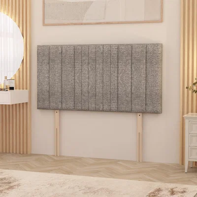 The Range Arizona Tweed Fabric 32" Floor Standing Upholstered Headboard - Grey / Single