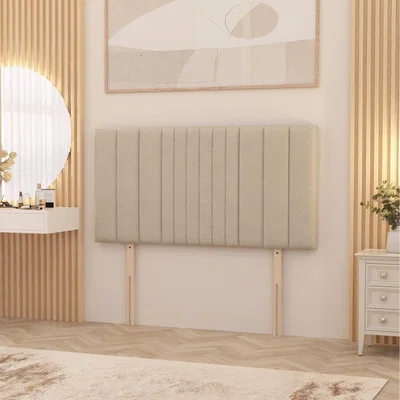 The Range Arizona Tweed Fabric 32" Floor Standing Upholstered Headboard - Natural / Small Single