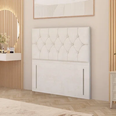 The Range Chesterfield Plush Velvet 54" Floor Standing Upholstered Headboard - Ivory / Single