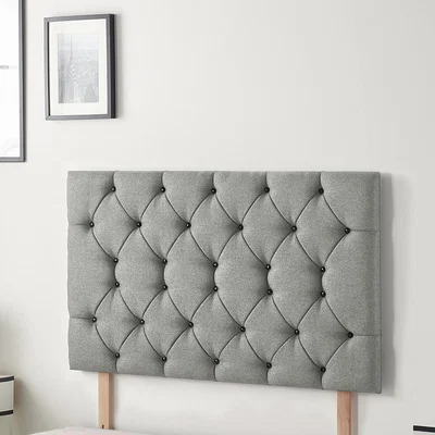 The Range Savoy Tweed Fabric 32" Floor Standing Upholstered Headboard - Grey / Small Single