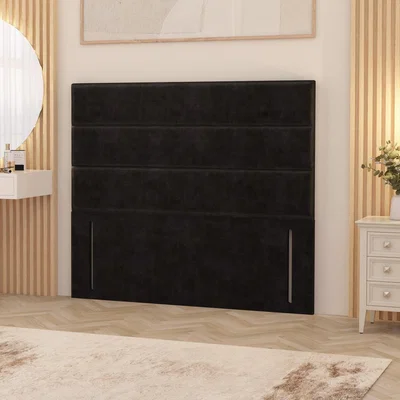 The Range Horizona Plush Velvet 54" Floor Standing Upholstered Headboard - Black / Single