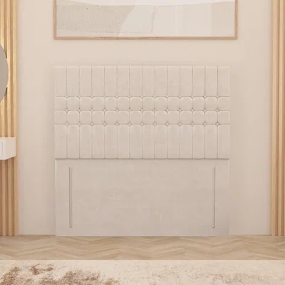 The Range Lexington Plush Velvet 54" Floor Standing Upholstered Headboard - White / Double