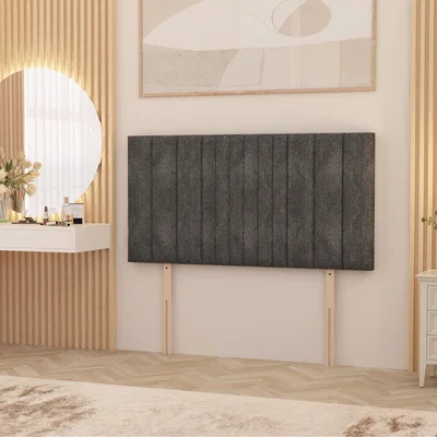 The Range Arizona Tweed Fabric 32" Floor Standing Upholstered Headboard - Charcoal / Double