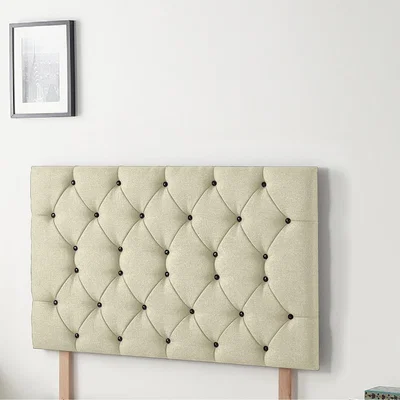 The Range Savoy Linen Fabric 32" Floor Standing Upholstered Headboard - Beige / Small Single