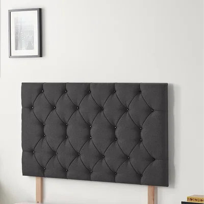 The Range Savoy Plush Velvet 32" Floor Standing Upholstered Headboard - Black / Small Single