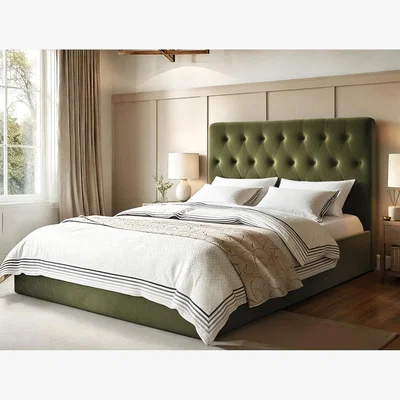 The Range Marley Button Headboard Ottoman - Green