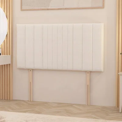 The Range Arizona Plush Velvet 32" Floor Standing Upholstered Headboard - White / Small Single