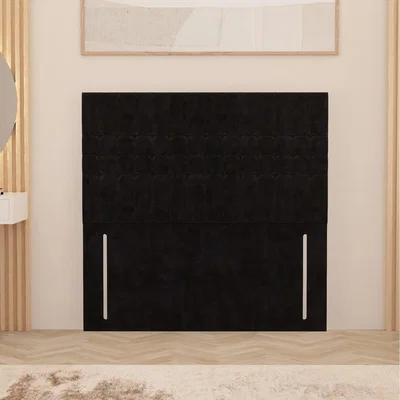The Range Lexington Plush Velvet 54" Floor Standing Upholstered Headboard - Black / Superking
