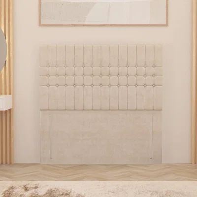 The Range Lexington Plush Velvet 54" Floor Standing Upholstered Headboard - Ivory / Small Single