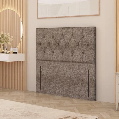 The Range Chesterfield Tweed Fabric 54" Floor Standing Upholstered Headboard - Coffee / King
