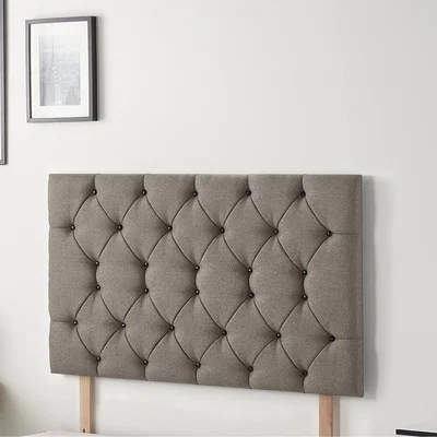 The Range Savoy Tweed Fabric 32" Floor Standing Upholstered Headboard - Coffee / Single
